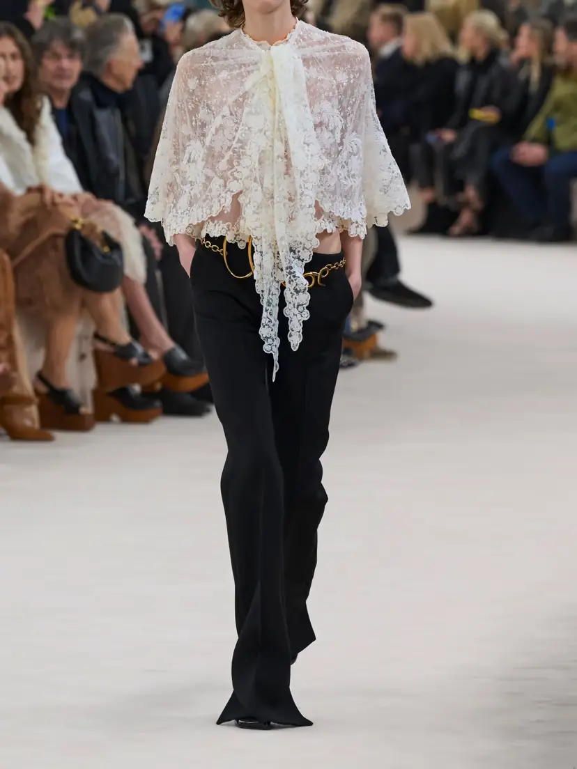 Chloé Cape-effect Knotted Lace Blouse | Thumbnail 4 Chloé Cape-effect Knotted Lace Blouse | Thumbnail 4