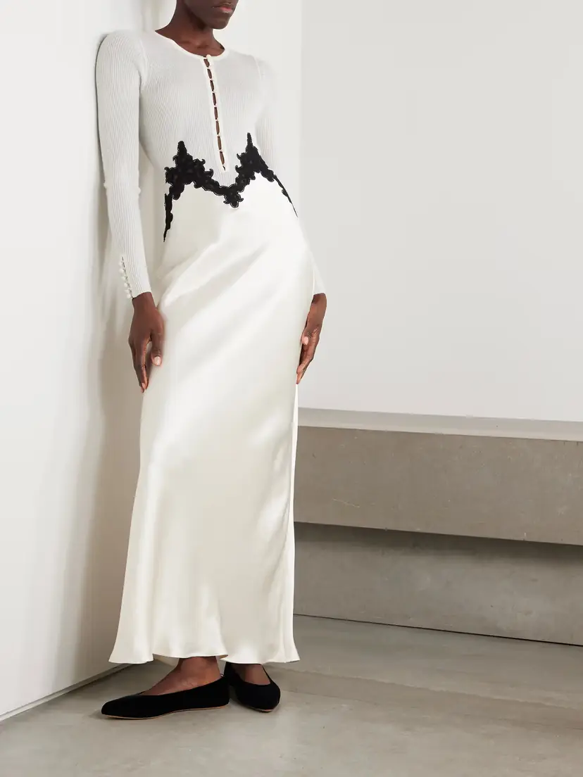 Gabriela Hearst Kerry Lace-trimmed Ribbed Cashmere-blend And Silk Maxi Dress | Thumbnail 2 Gabriela Hearst Kerry Lace-trimmed Ribbed Cashmere-blend And Silk Maxi Dress | Thumbnail 2