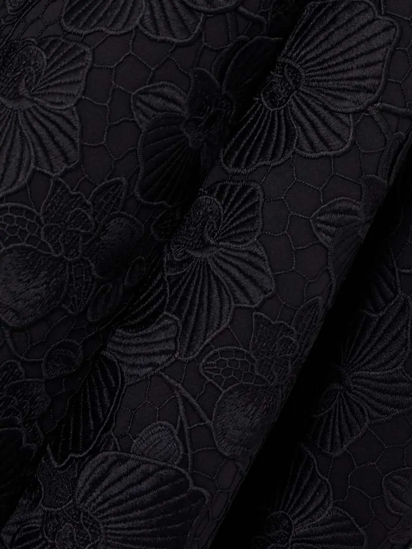 Oscar de la Renta Belted Appliquéd Guipure Lace And Silk-blend Crepe Midi Dress | Thumbnail 4 Oscar de la Renta Belted Appliquéd Guipure Lace And Silk-blend Crepe Midi Dress | Thumbnail 4