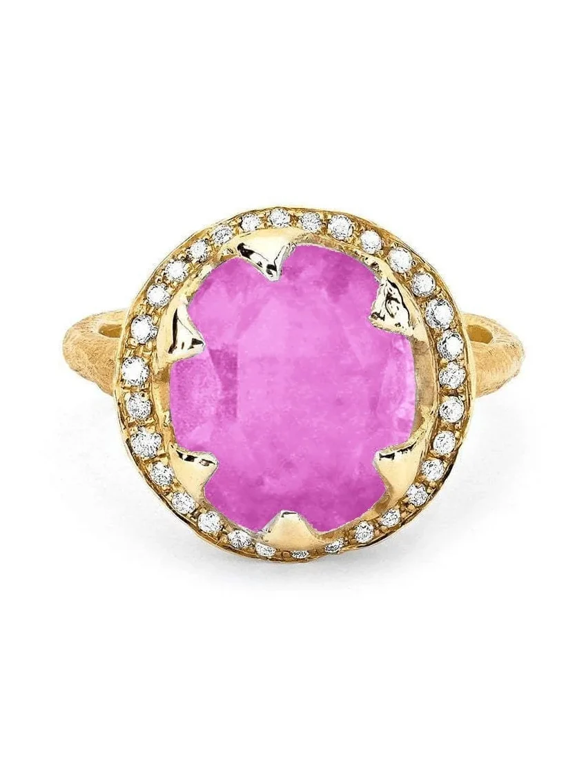 LOGAN HOLLOWELL Baby Queen Full Pave Halo Pink Sapphire Ring