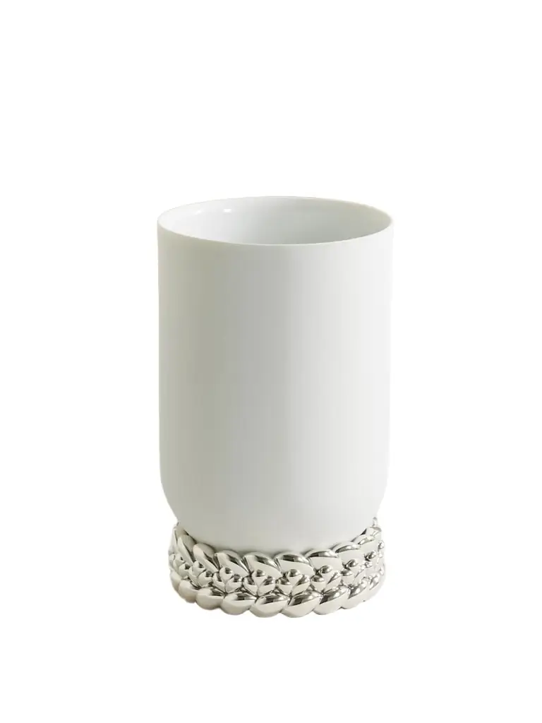 Christofle Babylone Small Silver-plated Porcelain Vase