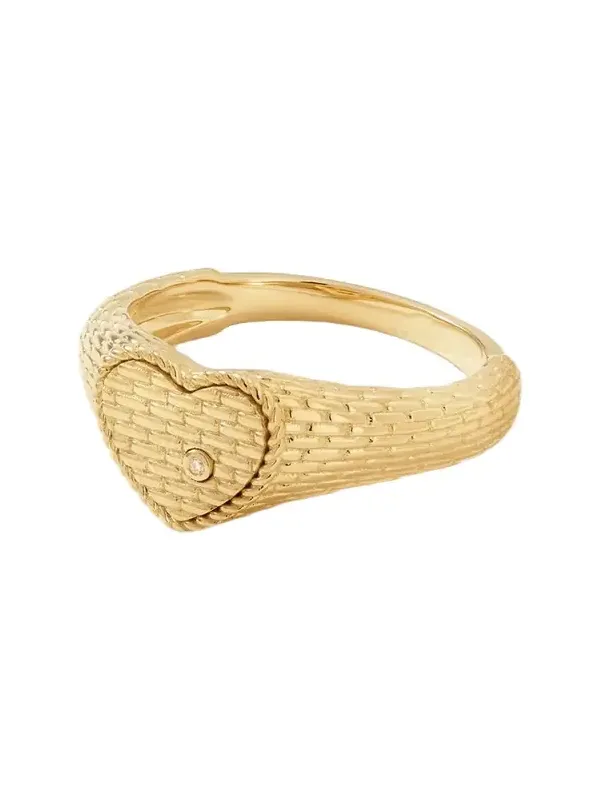 Baby Chevalière Coeur 9-karat Gold Diamond Signet Ring Baby Chevalière Coeur 9-karat Gold Diamond Signet Ring