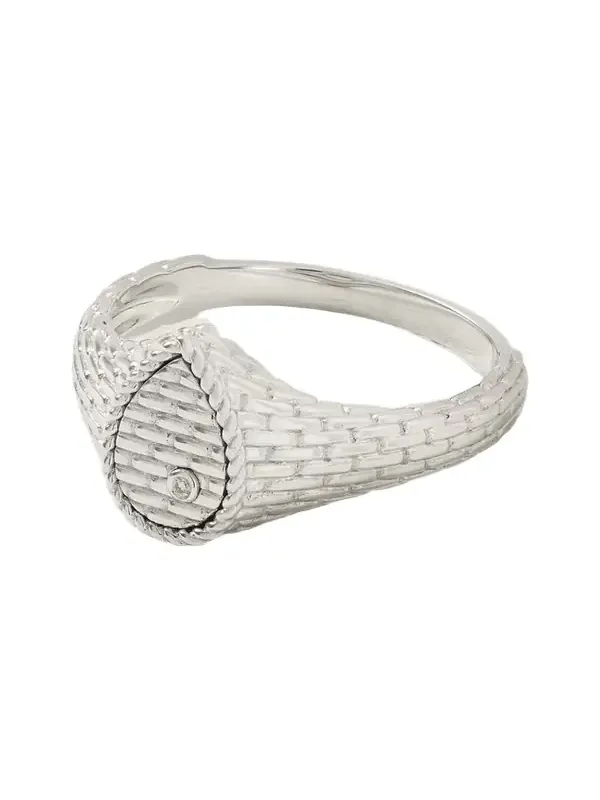 Baby Chevaliere 9-karat White Gold Diamond Signet Ring Baby Chevaliere 9-karat White Gold Diamond Signet Ring