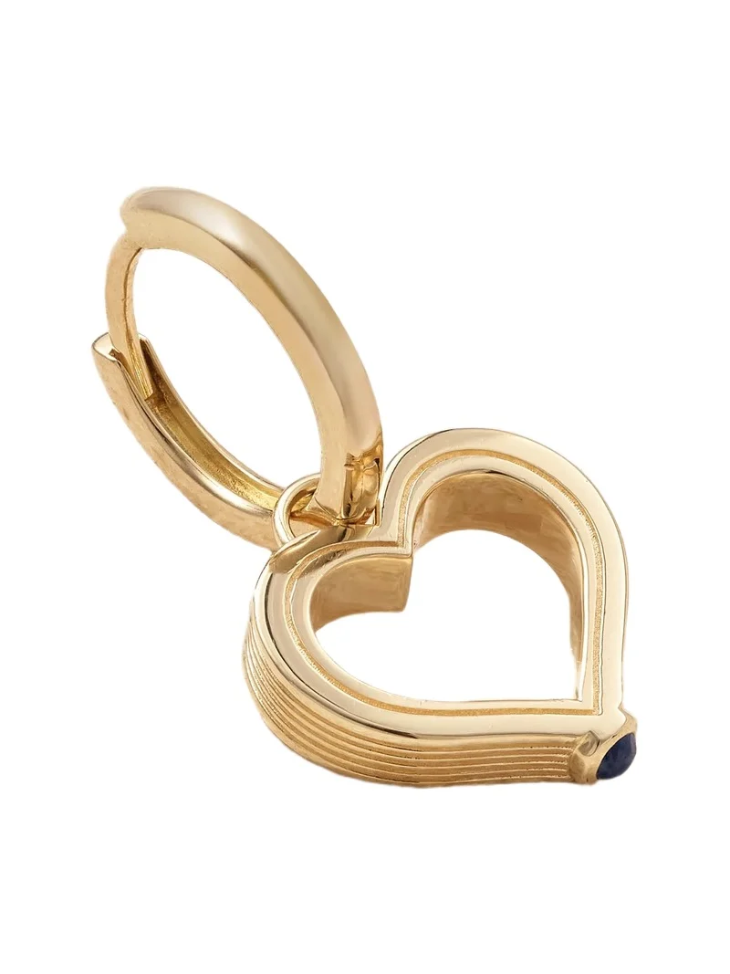 Heart Baby 18-karat Gold Sapphire Single Hoop Earring Heart Baby 18-karat Gold Sapphire Single Hoop Earring