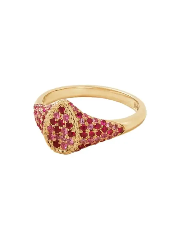 Baby Chevalière Poire 9-karat Gold, Ruby And Sapphire Signet Ring
