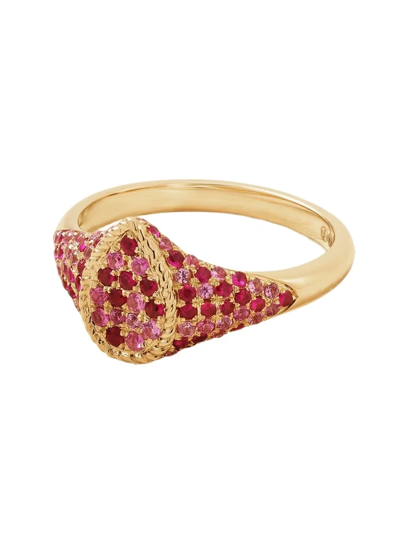 Yvonne Léon Baby Chevalière Poire 9-karat Gold, Ruby And Sapphire Signet Ring