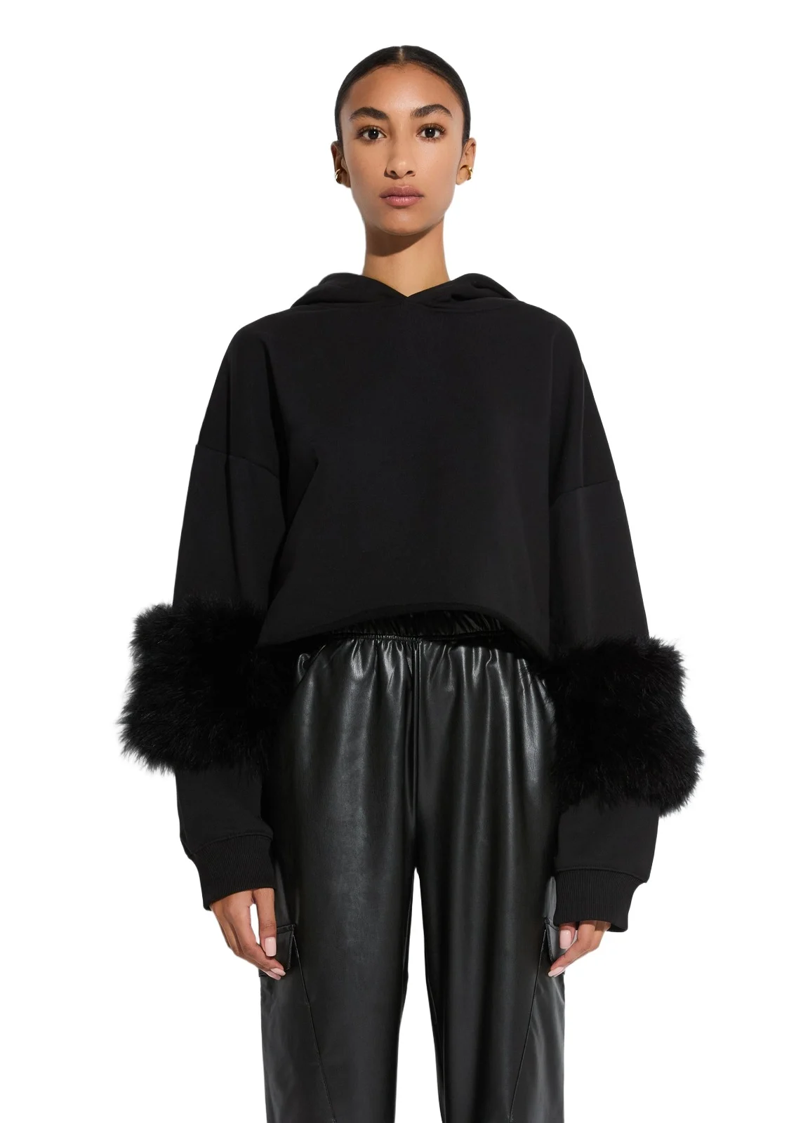 Cotton Sweatshirt With Marabou Feathers Cotton Sweatshirt With Marabou Feathers