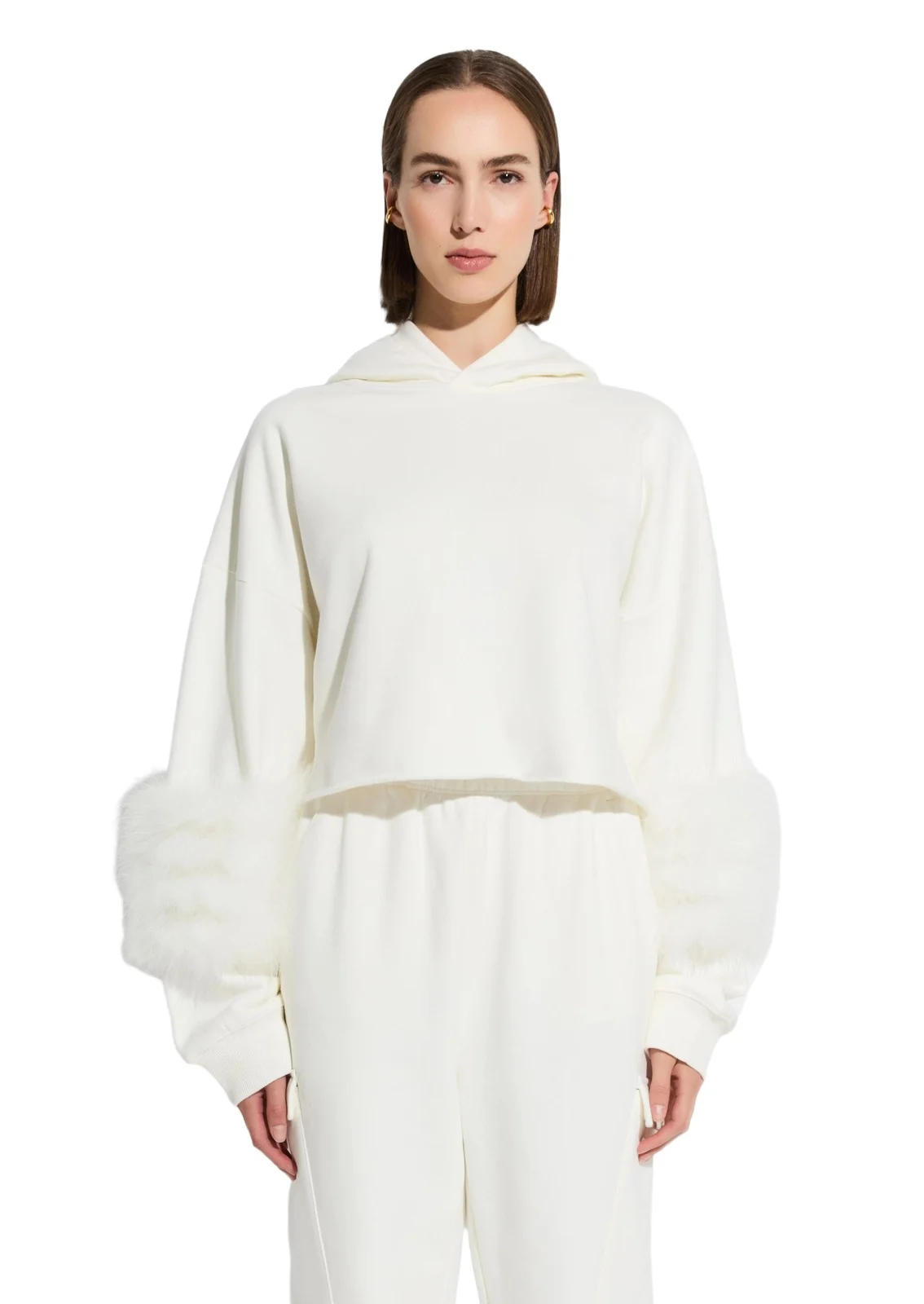 Cotton Sweatshirt With Marabou Feathers Cotton Sweatshirt With Marabou Feathers
