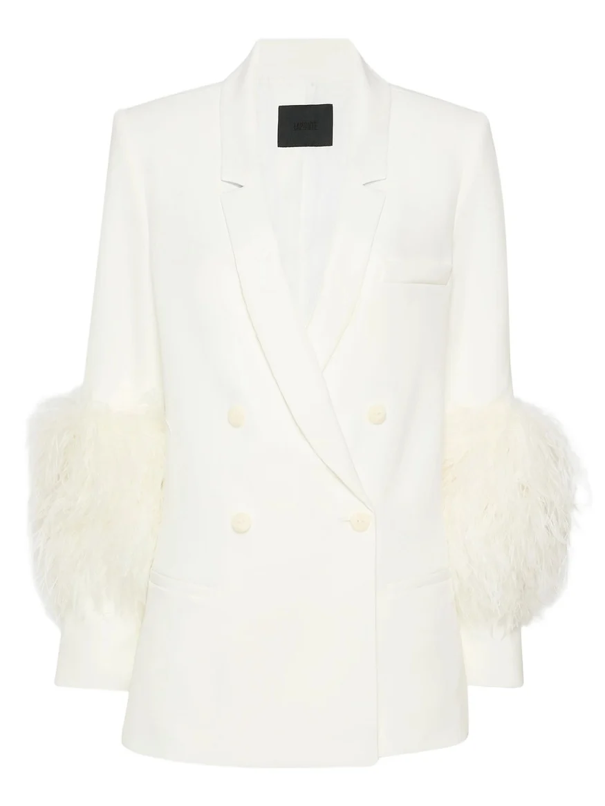 Matte Crepe Blazer With Feathers Matte Crepe Blazer With Feathers