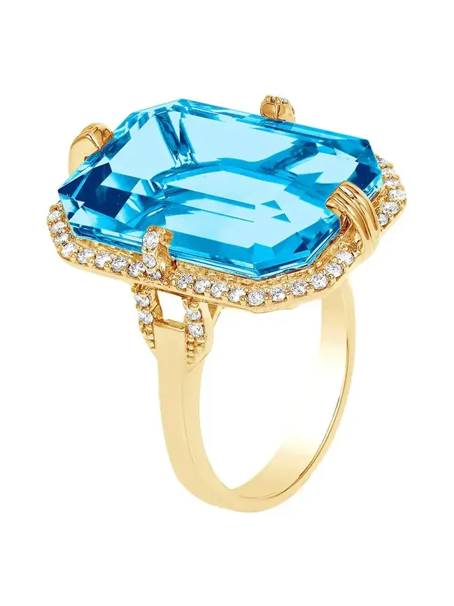 Blue Topaz Diamond Ring