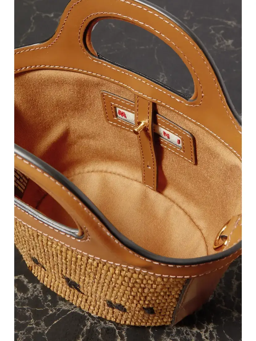 Marni Tropicalia Micro Embroidered Leather-trimmed Raffia Tote | Thumbnail 5 Marni Tropicalia Micro Embroidered Leather-trimmed Raffia Tote | Thumbnail 5