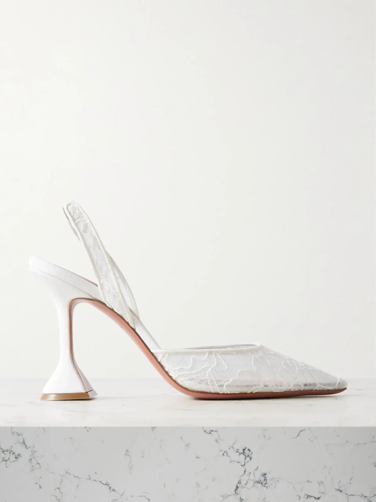 Holli 95 Lace And Leather Slingback Pumps Holli 95 Lace And Leather Slingback Pumps