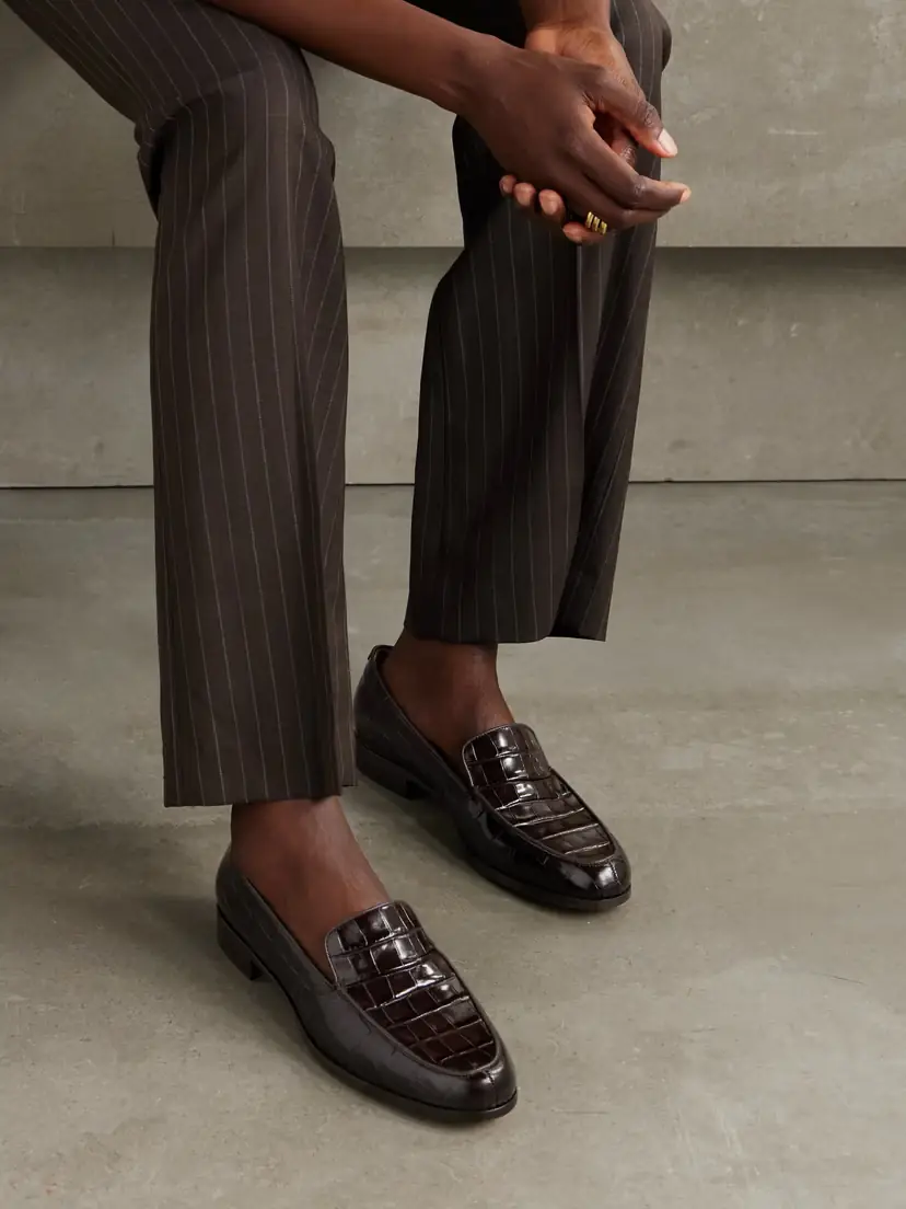 Emme Parsons Danielle Glossed Croc-effect Leather Loafers | Thumbnail 2