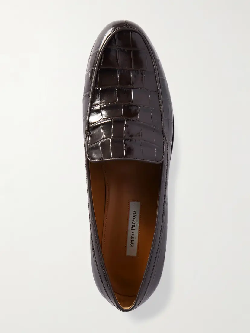 Emme Parsons Danielle Glossed Croc-effect Leather Loafers | Thumbnail 5