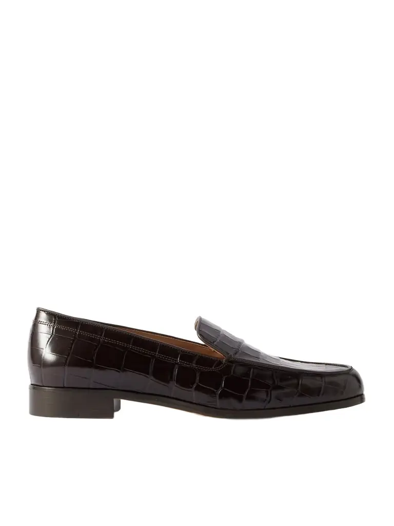 Danielle Glossed Croc-effect Leather Loafers Danielle Glossed Croc-effect Leather Loafers