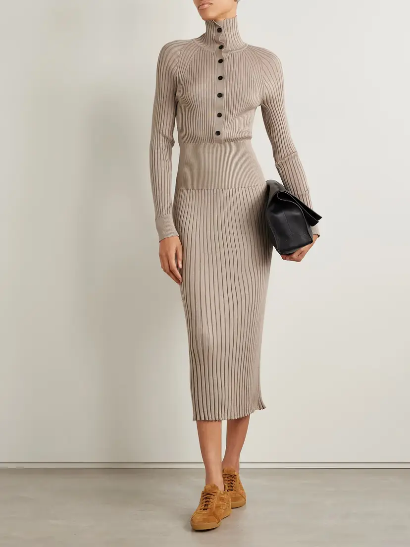 Proenza Schouler Maeve Ribbed Merino Wool And Silk-blend Midi Dress | Thumbnail 2