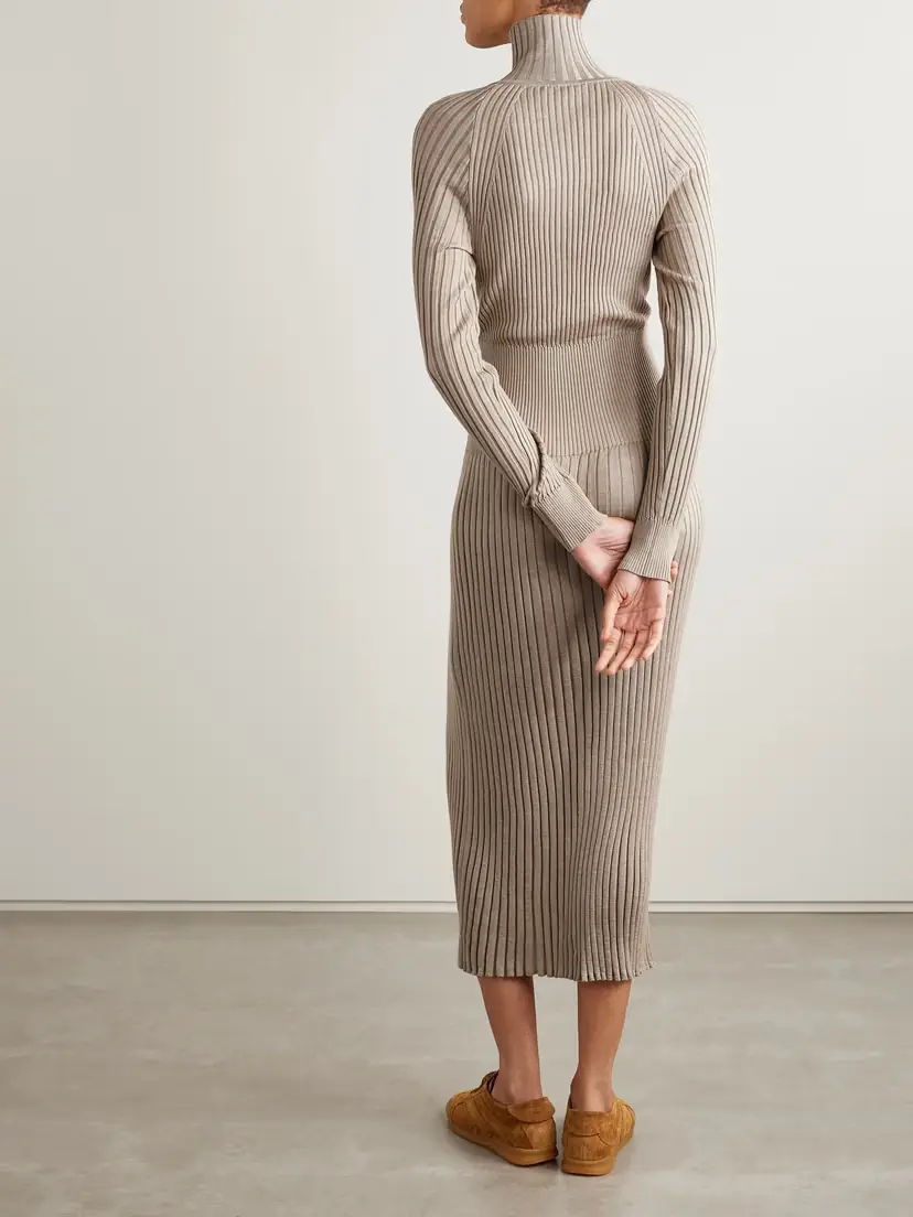 Proenza Schouler Maeve Ribbed Merino Wool And Silk-blend Midi Dress | Thumbnail 3