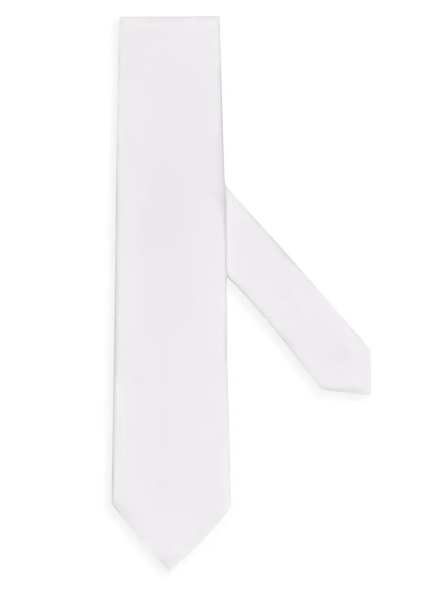 ZEGNA Men's Silk Tie - White | Thumbnail 3 ZEGNA Men's Silk Tie - White | Thumbnail 3