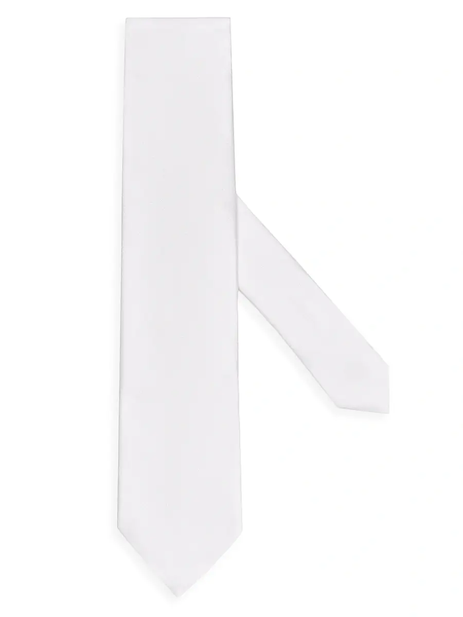 ZEGNA Men's Silk Tie - White | Thumbnail 4 ZEGNA Men's Silk Tie - White | Thumbnail 4