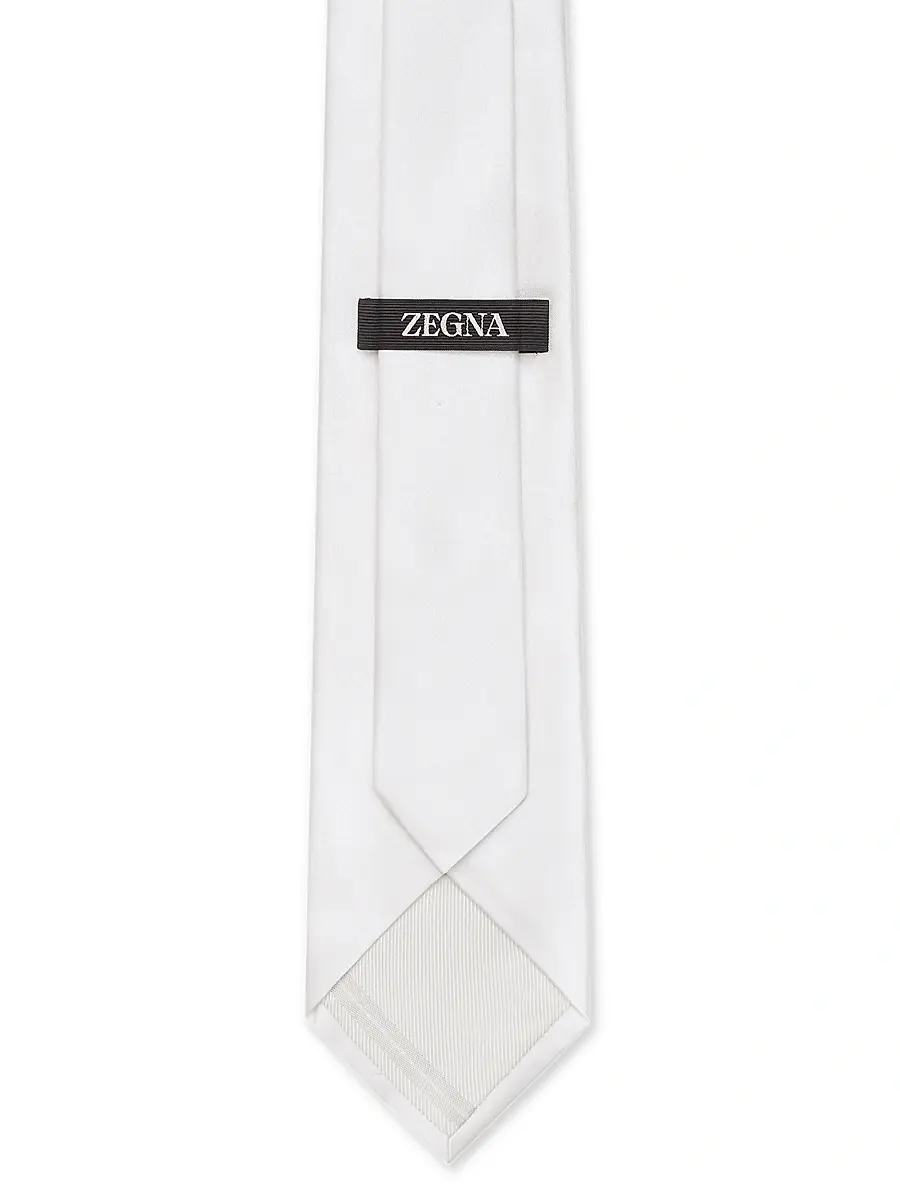 ZEGNA Men's Silk Tie - White | Thumbnail 5 ZEGNA Men's Silk Tie - White | Thumbnail 5