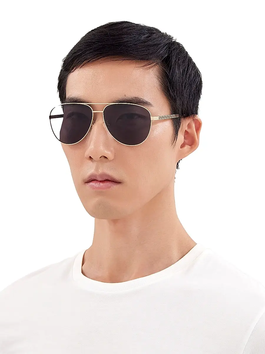 Gucci Men's Vintage Web 63MM Pilot Metal Sunglasses - Gold Grey | Thumbnail 4 Gucci Men's Vintage Web 63MM Pilot Metal Sunglasses - Gold Grey | Thumbnail 4
