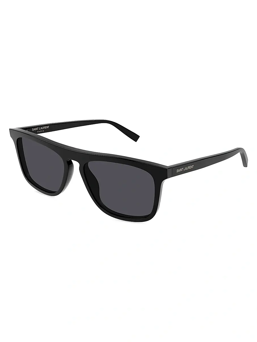 Saint Laurent Men's Essential 56MM Acetate Pilot Sunglasses - Black | Image 1 Saint Laurent Men's Essential 56MM Acetate Pilot Sunglasses - Black | Image 1