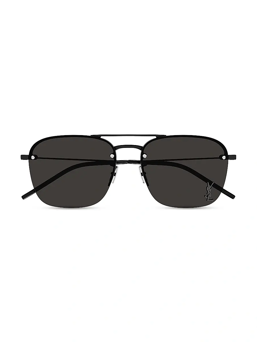 Saint Laurent Men's Monogram Pin 59MM Navigator Metal Sunglasses | Thumbnail 2 Saint Laurent Men's Monogram Pin 59MM Navigator Metal Sunglasses | Thumbnail 2