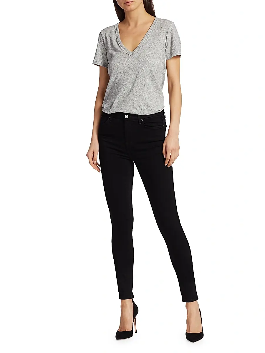7 For All Mankind Women's The High-Rise Skinny Slim Illusion Jeans - Black Rinse | Thumbnail 2 7 For All Mankind Women's The High-Rise Skinny Slim Illusion Jeans - Black Rinse | Thumbnail 2