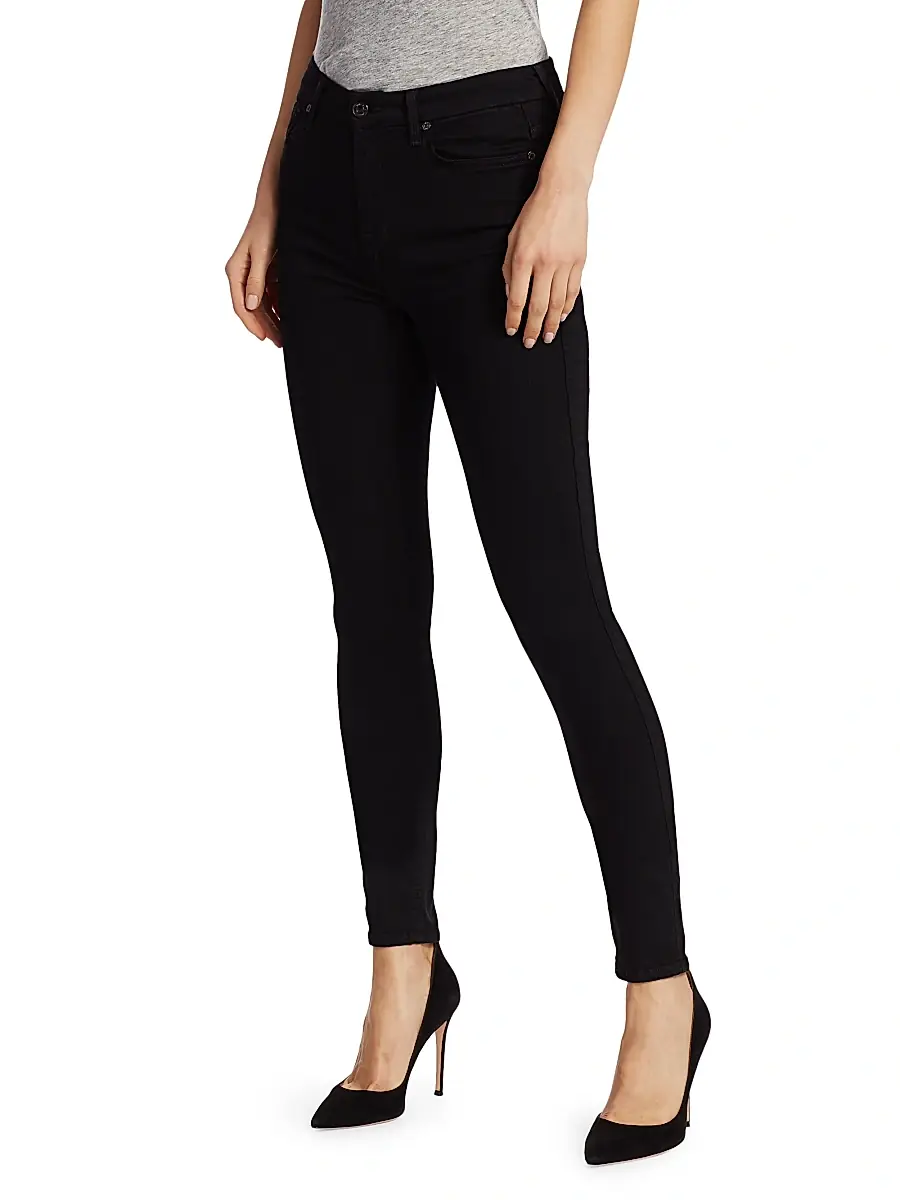 7 For All Mankind Women's The High-Rise Skinny Slim Illusion Jeans - Black Rinse | Thumbnail 4 7 For All Mankind Women's The High-Rise Skinny Slim Illusion Jeans - Black Rinse | Thumbnail 4