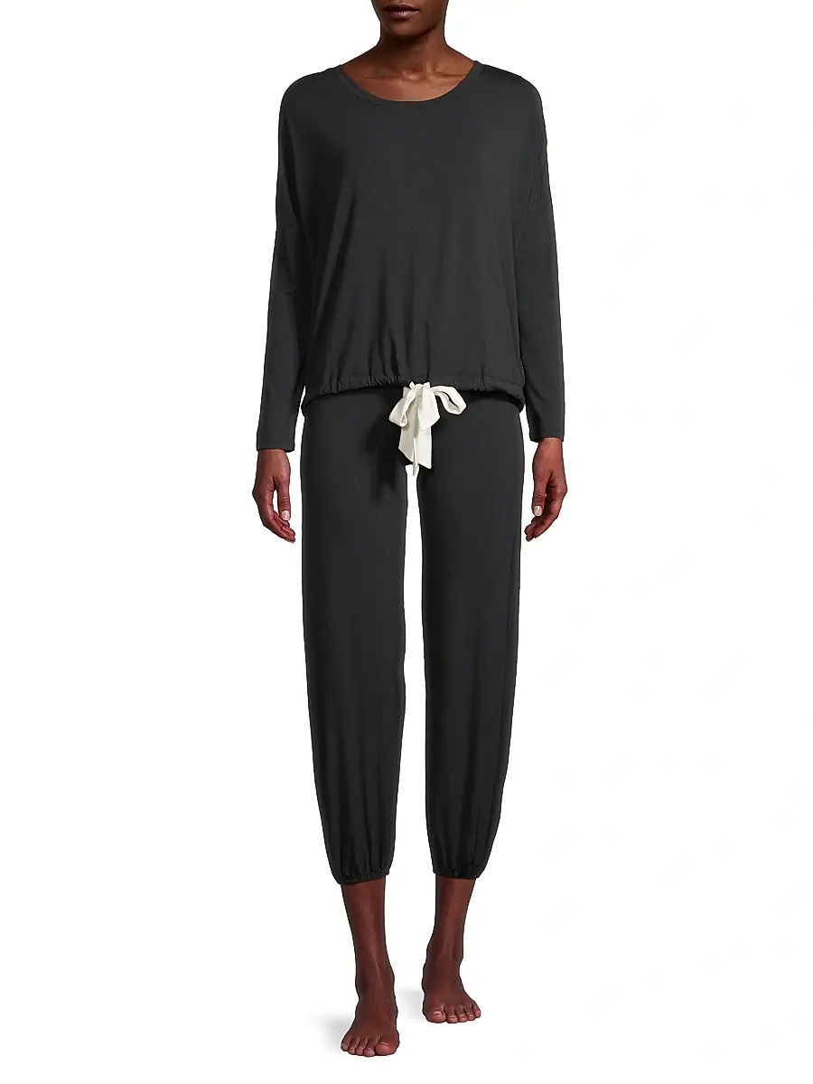 Eberjey Women's Gisele 2-Piece Slouchy Pajama Set - Black | Thumbnail 2 Eberjey Women's Gisele 2-Piece Slouchy Pajama Set - Black | Thumbnail 2