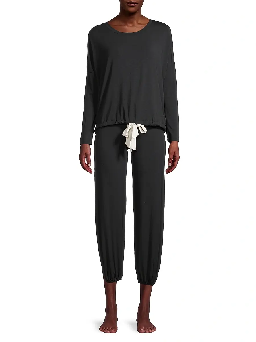 Eberjey Women's Gisele 2-Piece Slouchy Pajama Set - Black | Thumbnail 3 Eberjey Women's Gisele 2-Piece Slouchy Pajama Set - Black | Thumbnail 3