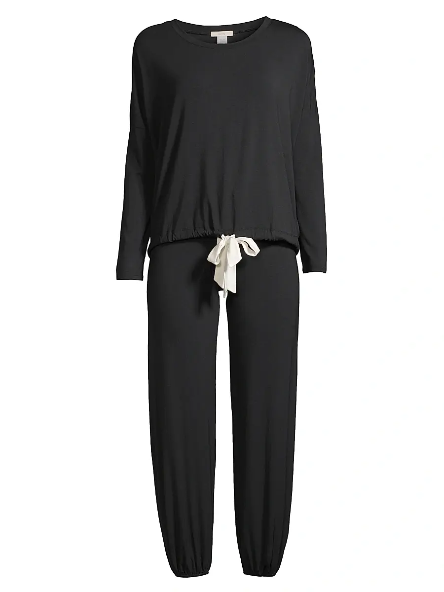 Eberjey Women's Gisele 2-Piece Slouchy Pajama Set - Black | Image 1 Eberjey Women's Gisele 2-Piece Slouchy Pajama Set - Black | Image 1