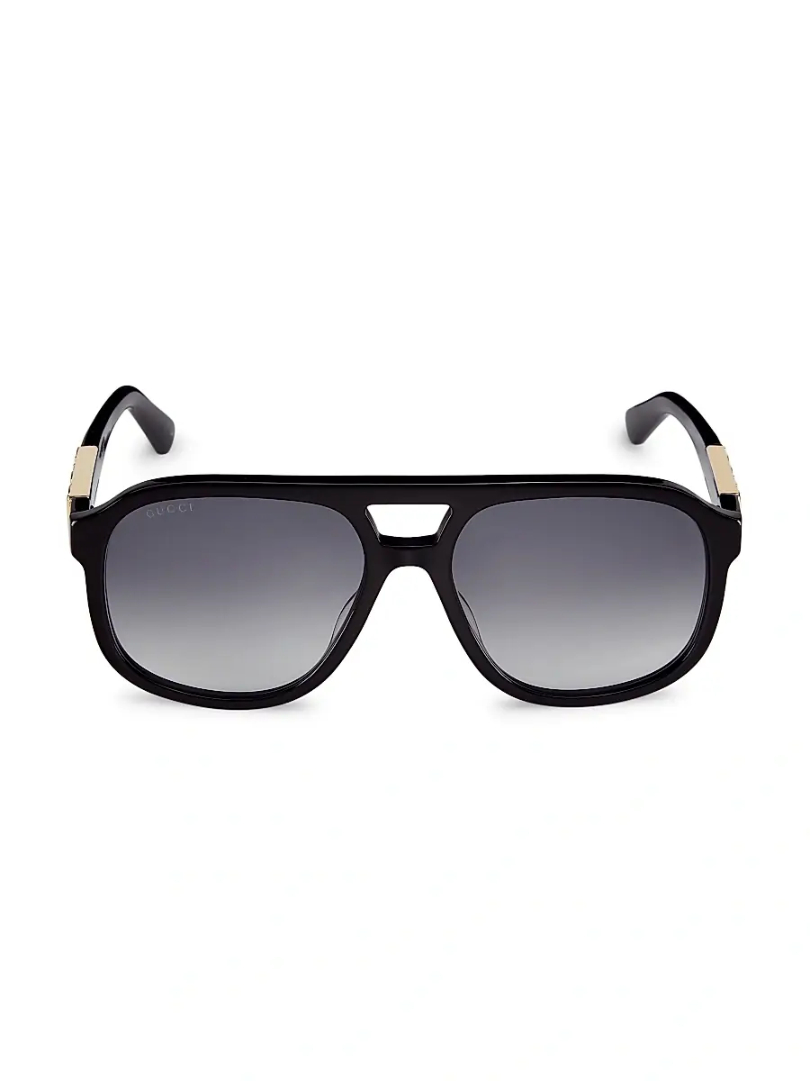 Gucci Men's Sign 58MM Pilot Sunglasses - Black | Thumbnail 2 Gucci Men's Sign 58MM Pilot Sunglasses - Black | Thumbnail 2