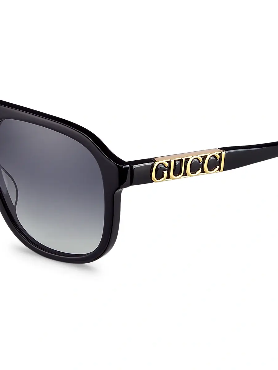 Gucci Men's Sign 58MM Pilot Sunglasses - Black | Thumbnail 3 Gucci Men's Sign 58MM Pilot Sunglasses - Black | Thumbnail 3