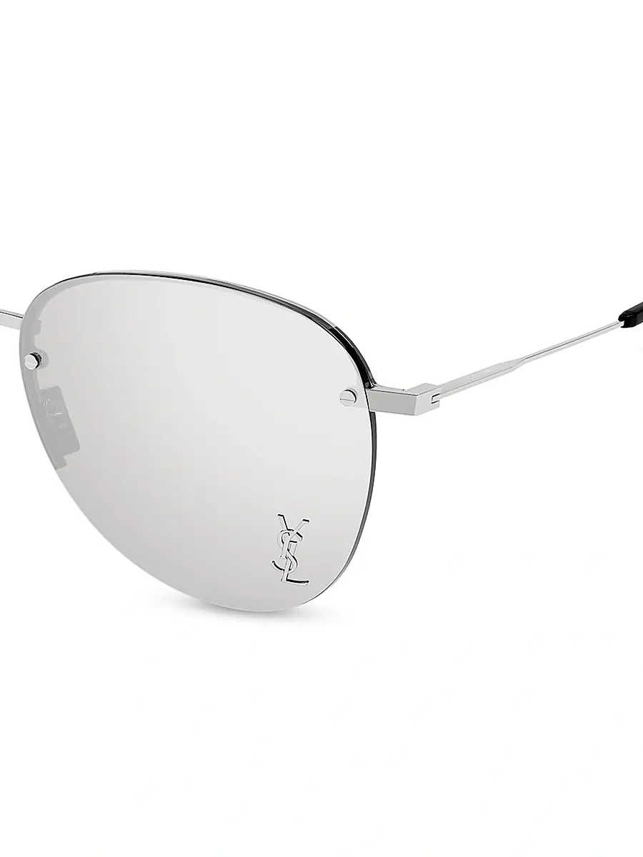 Saint Laurent Men's Mirrored Metal 61MM Navigator Sunglasses - Silver | Thumbnail 2 Saint Laurent Men's Mirrored Metal 61MM Navigator Sunglasses - Silver | Thumbnail 2