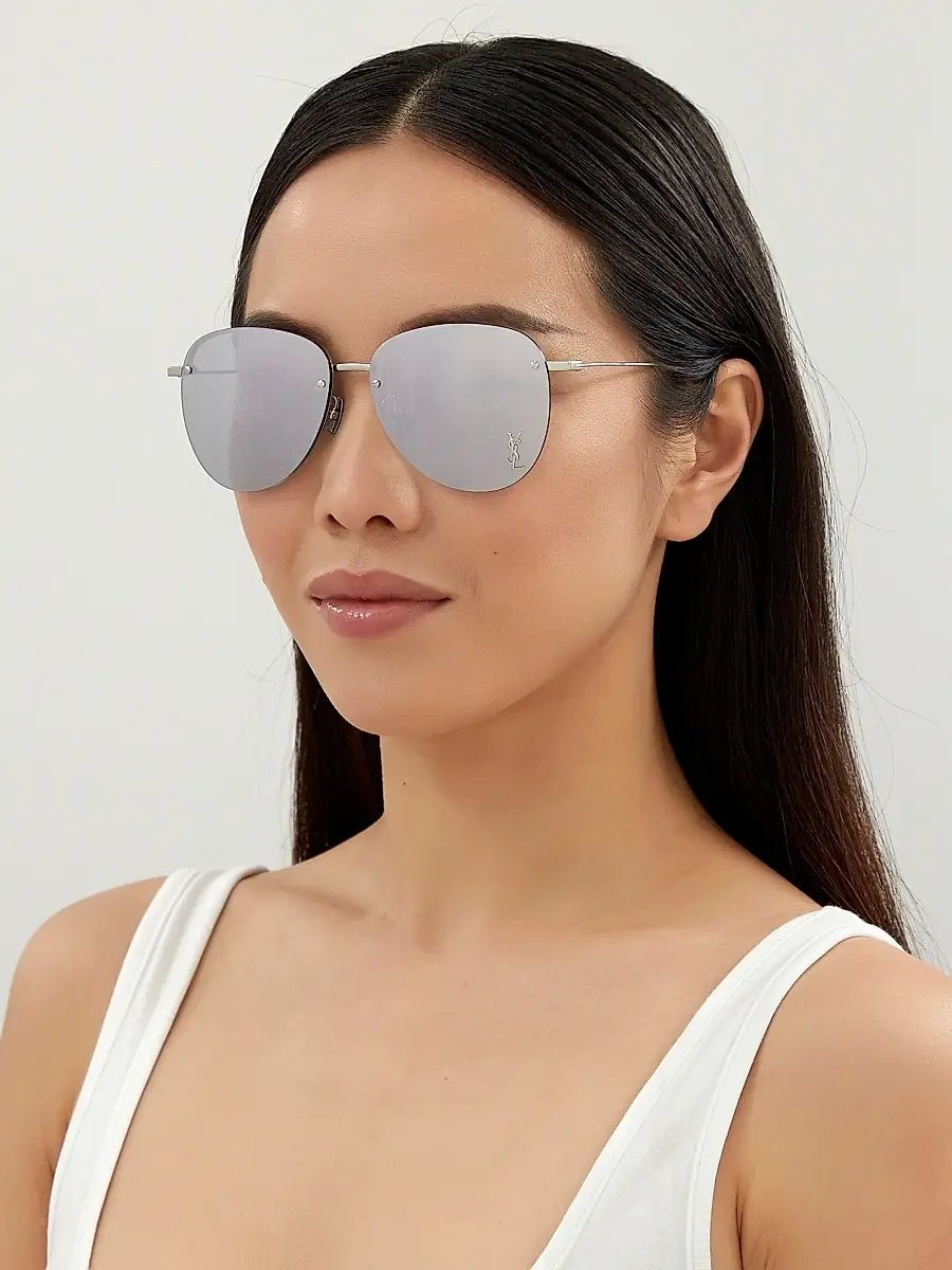 Saint Laurent Men's Mirrored Metal 61MM Navigator Sunglasses - Silver | Thumbnail 3 Saint Laurent Men's Mirrored Metal 61MM Navigator Sunglasses - Silver | Thumbnail 3