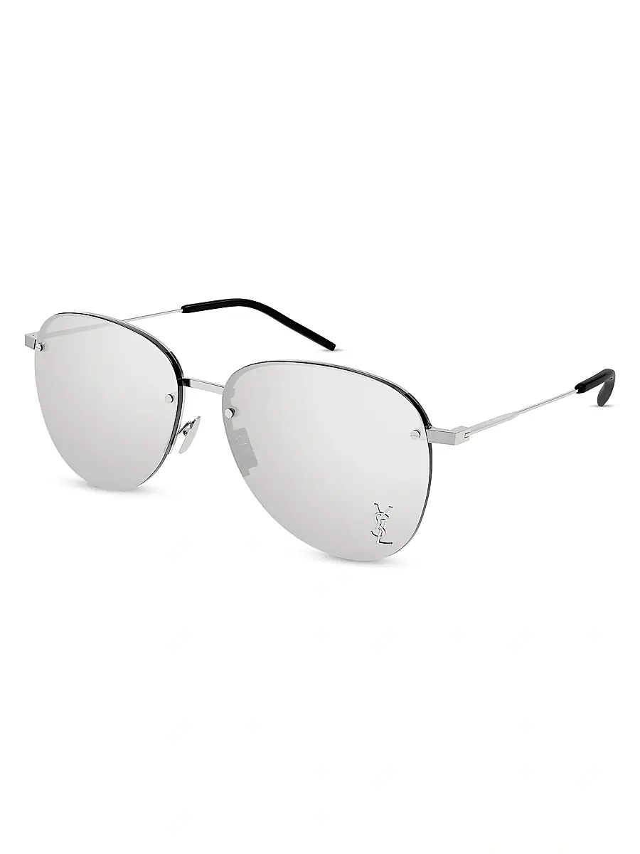 Men's Mirrored Metal 61MM Navigator Sunglasses - Silver Men's Mirrored Metal 61MM Navigator Sunglasses - Silver