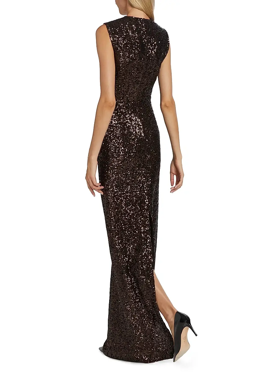 Michael Kors Collection Women's Sequined Sleeveless Column Gown - Chocolate | Thumbnail 5 Michael Kors Collection Women's Sequined Sleeveless Column Gown - Chocolate | Thumbnail 5