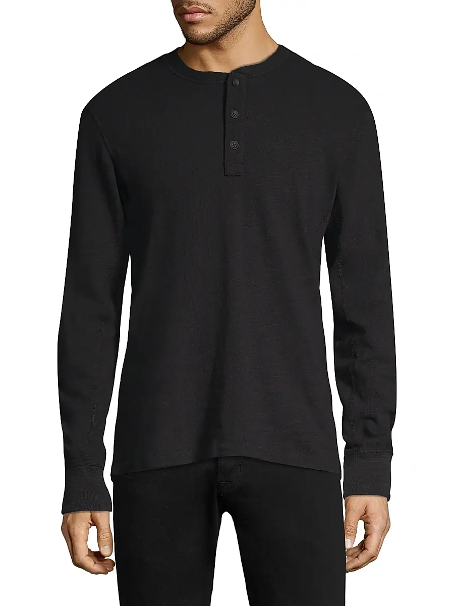 rag & bone Men's Classic Long Sleeve Henley Slim-fit T-Shirt | Thumbnail 3 rag & bone Men's Classic Long Sleeve Henley Slim-fit T-Shirt | Thumbnail 3