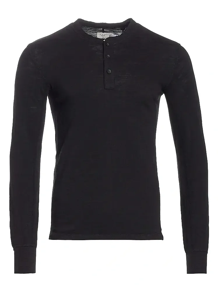 rag & bone Men's Classic Long Sleeve Henley Slim-fit T-Shirt | Thumbnail 1 rag & bone Men's Classic Long Sleeve Henley Slim-fit T-Shirt | Thumbnail 1