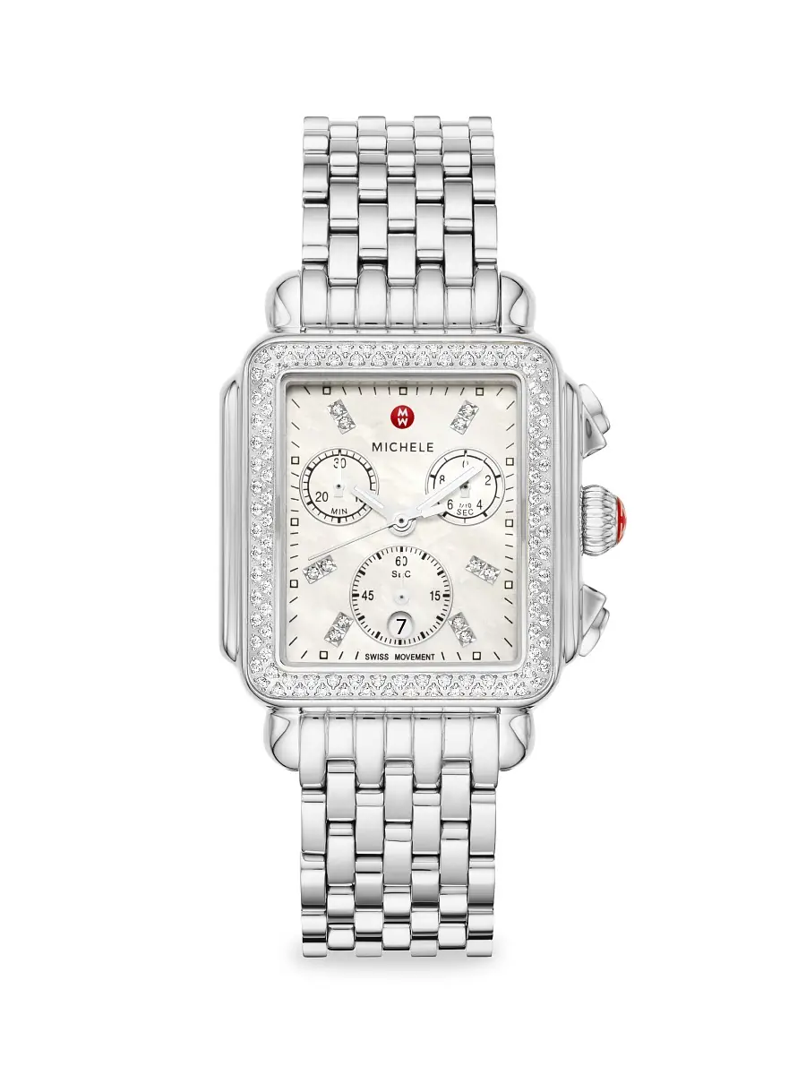 Michele Women's Deco Stainless Steel, Mother-Of-Pearl & 0.60 TCW Diamond Chronograph Watch/33MM x 35MM | Thumbnail 2 Michele Women's Deco Stainless Steel, Mother-Of-Pearl & 0.60 TCW Diamond Chronograph Watch/33MM x 35MM | Thumbnail 2