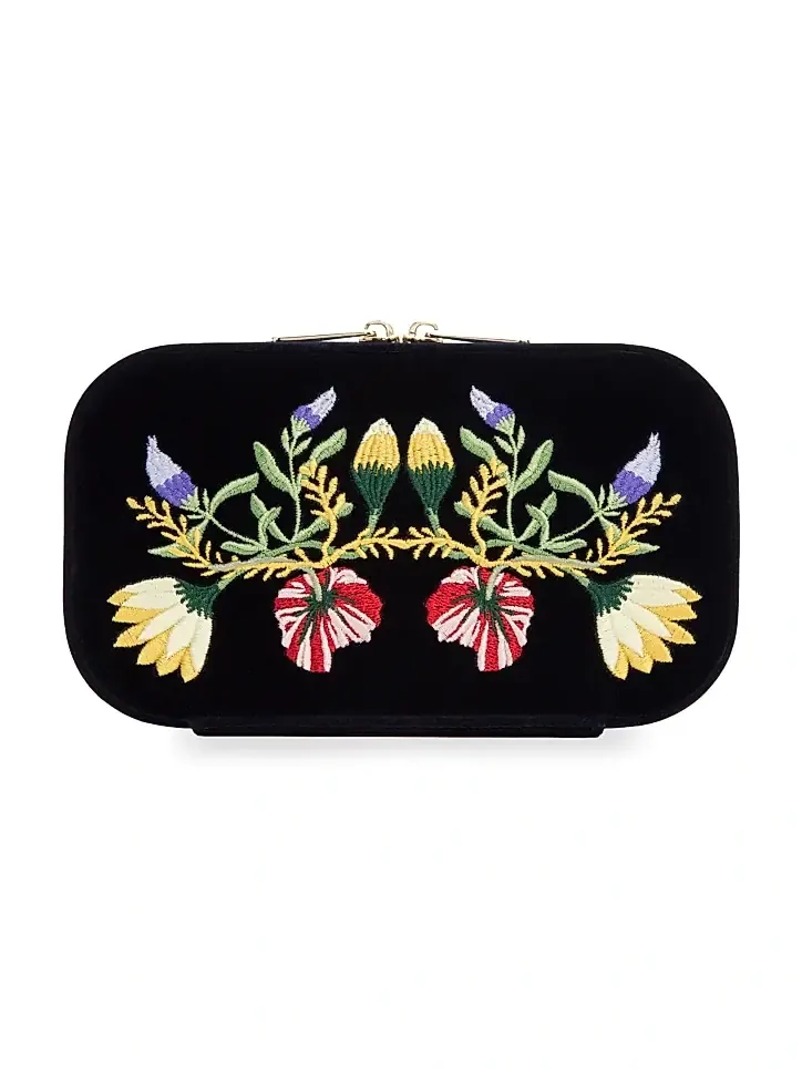 Zoe Embroidered Travel Zip Case