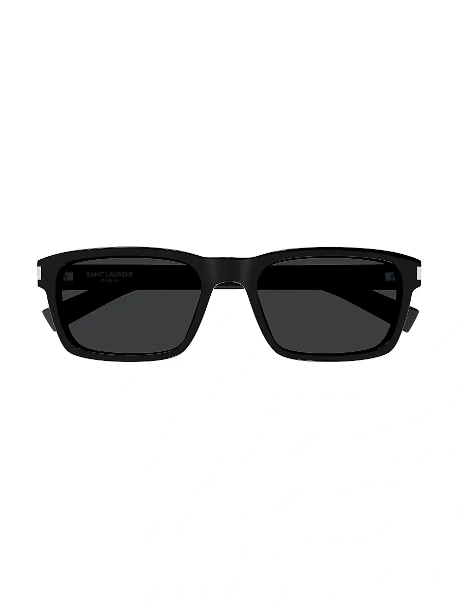 Saint Laurent Men's Mid Naked 57MM Square Sunglasses - Black Silver Dark Grey | Thumbnail 2 Saint Laurent Men's Mid Naked 57MM Square Sunglasses - Black Silver Dark Grey | Thumbnail 2