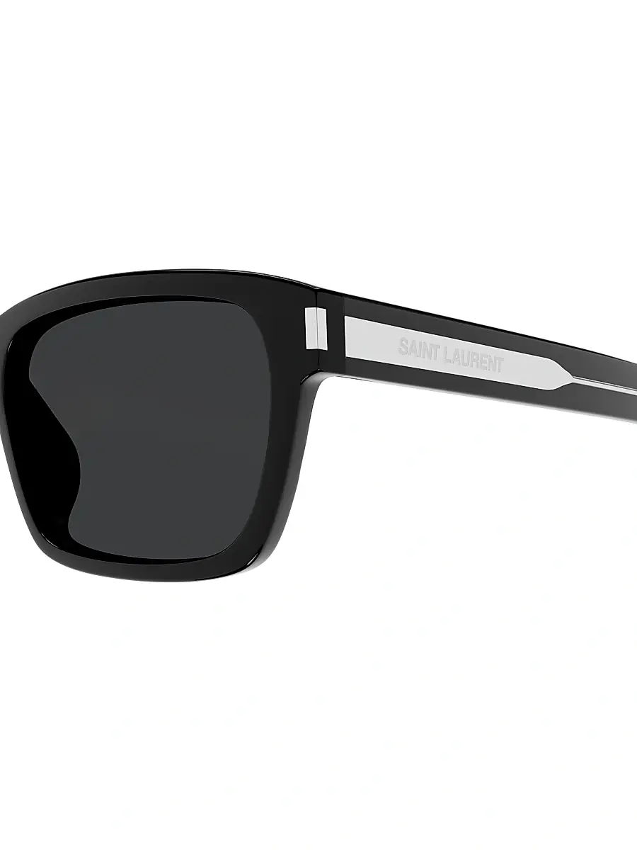 Saint Laurent Men's Mid Naked 57MM Square Sunglasses - Black Silver Dark Grey | Thumbnail 3 Saint Laurent Men's Mid Naked 57MM Square Sunglasses - Black Silver Dark Grey | Thumbnail 3