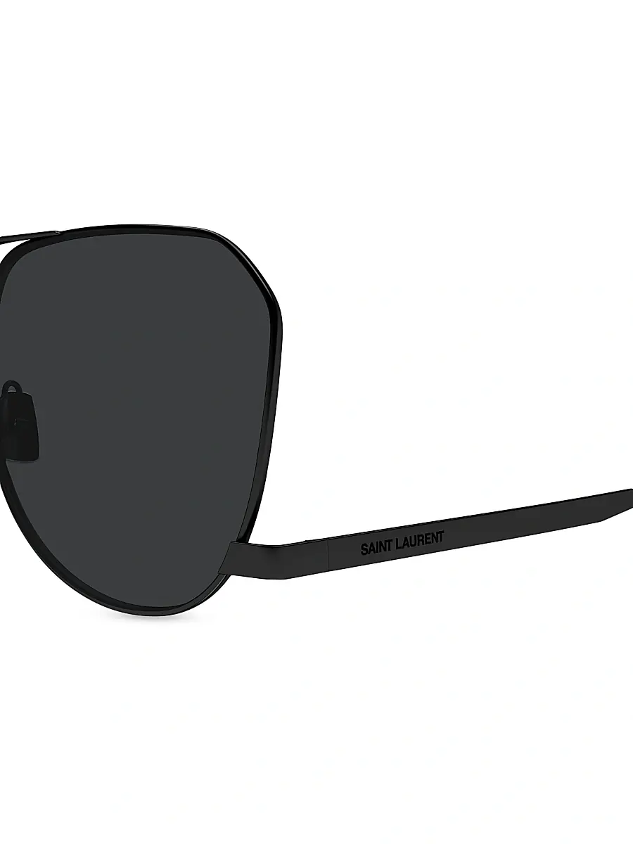 Saint Laurent Men's Fashion Icons 61MM Pilot Sunglasses - Black Dark Grey | Thumbnail 2