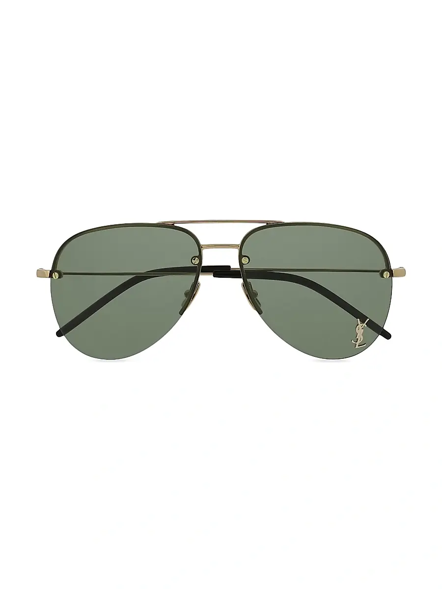 Saint Laurent Men's YSL Pin 59MM Metal Pilot Sunglasses - Gold | Thumbnail 2 Saint Laurent Men's YSL Pin 59MM Metal Pilot Sunglasses - Gold | Thumbnail 2