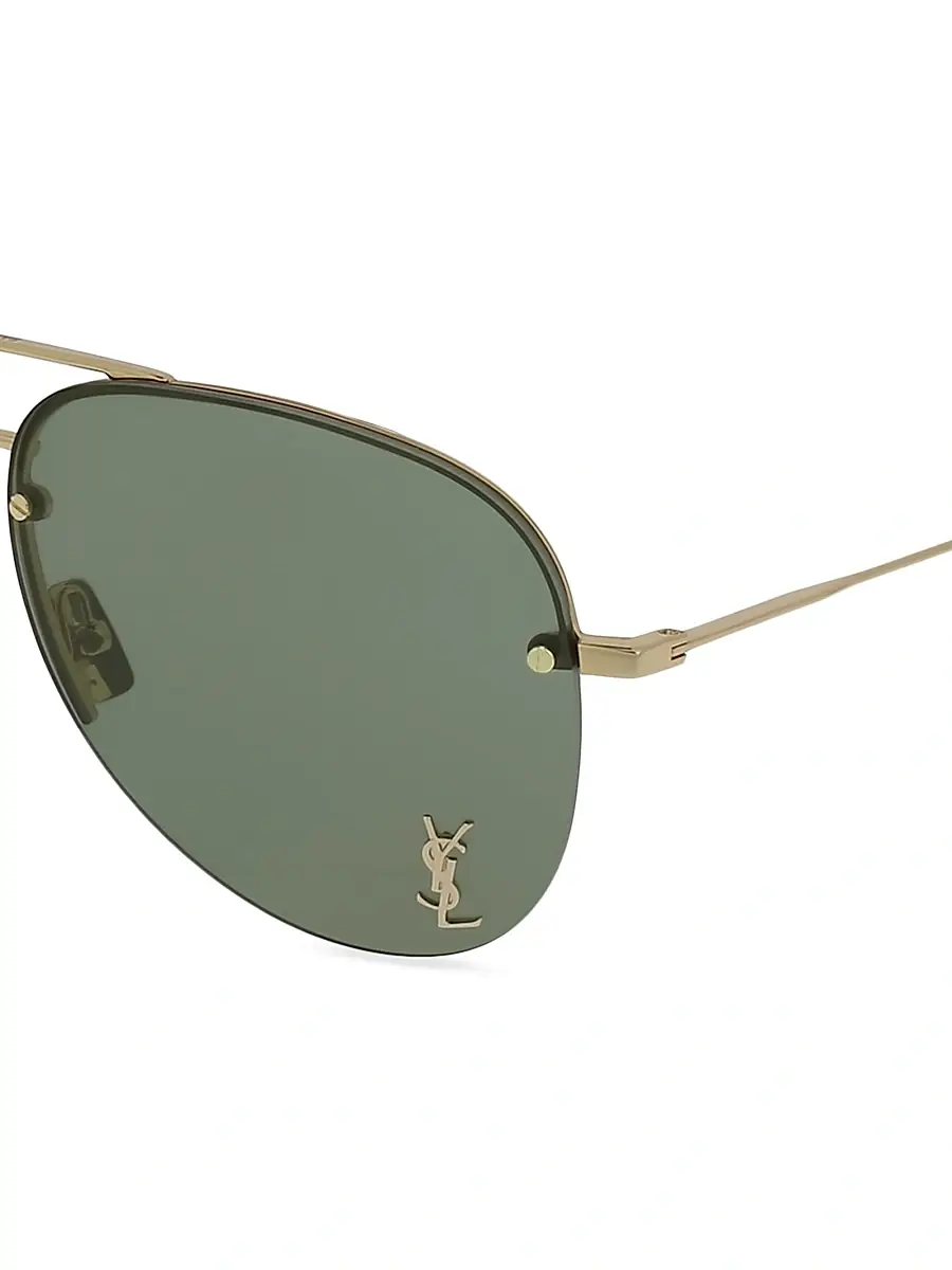 Saint Laurent Men's YSL Pin 59MM Metal Pilot Sunglasses - Gold | Thumbnail 3 Saint Laurent Men's YSL Pin 59MM Metal Pilot Sunglasses - Gold | Thumbnail 3