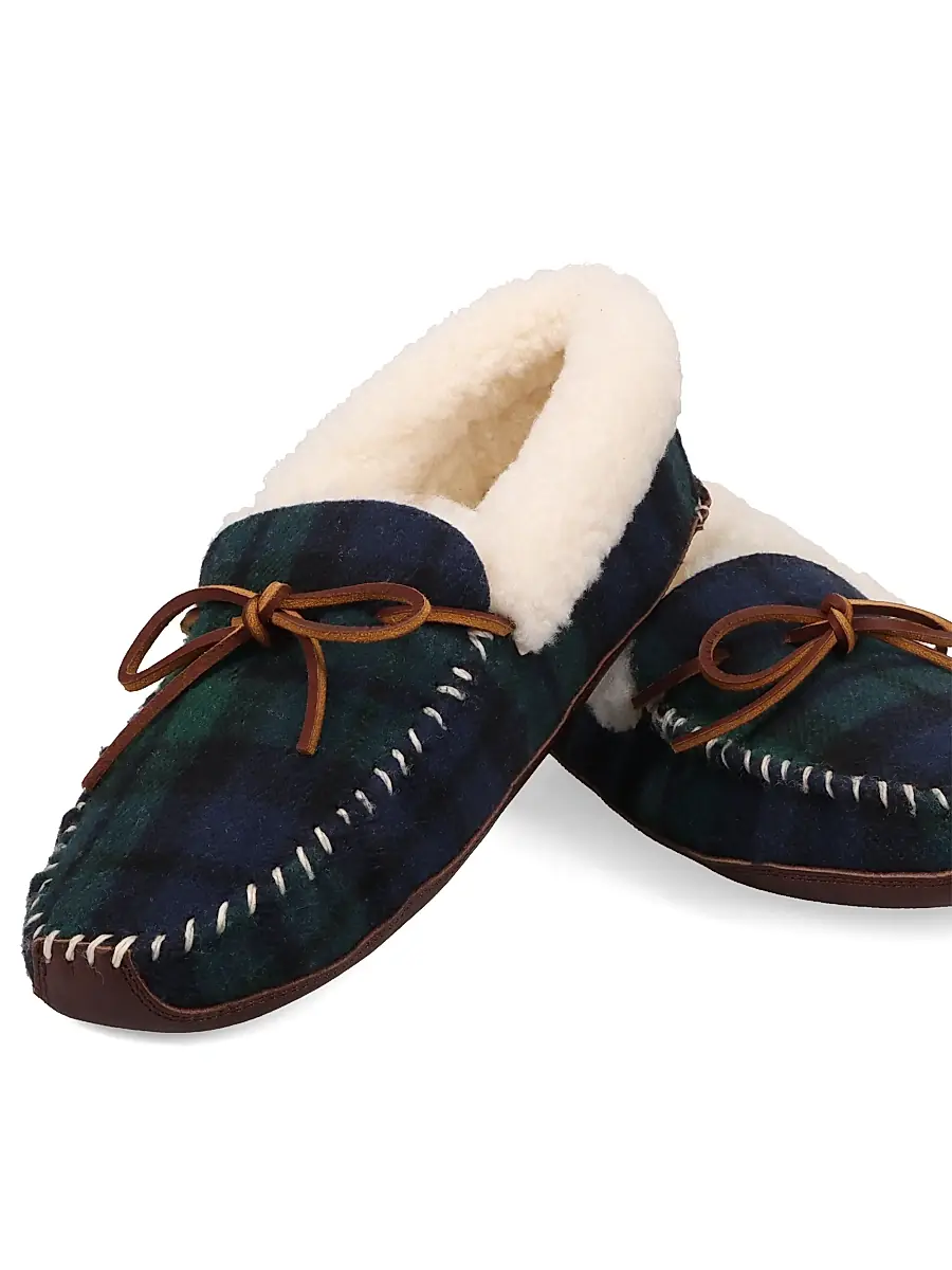 Polo Ralph Lauren Men's Yarmond Plaid Cotton & Shearling Slippers - Blackwatch Plaid | Thumbnail 4 Polo Ralph Lauren Men's Yarmond Plaid Cotton & Shearling Slippers - Blackwatch Plaid | Thumbnail 4