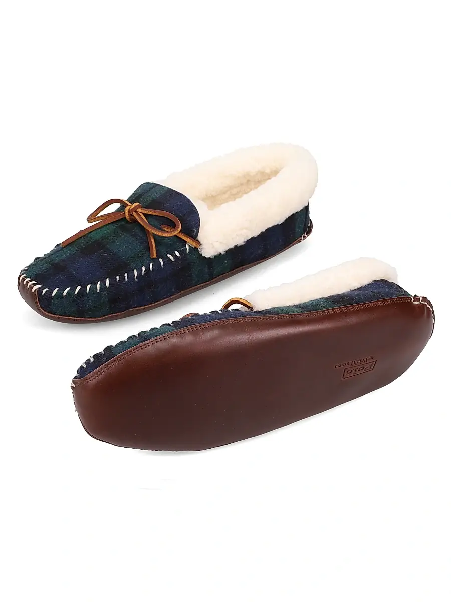 Polo Ralph Lauren Men's Yarmond Plaid Cotton & Shearling Slippers - Blackwatch Plaid | Thumbnail 6 Polo Ralph Lauren Men's Yarmond Plaid Cotton & Shearling Slippers - Blackwatch Plaid | Thumbnail 6