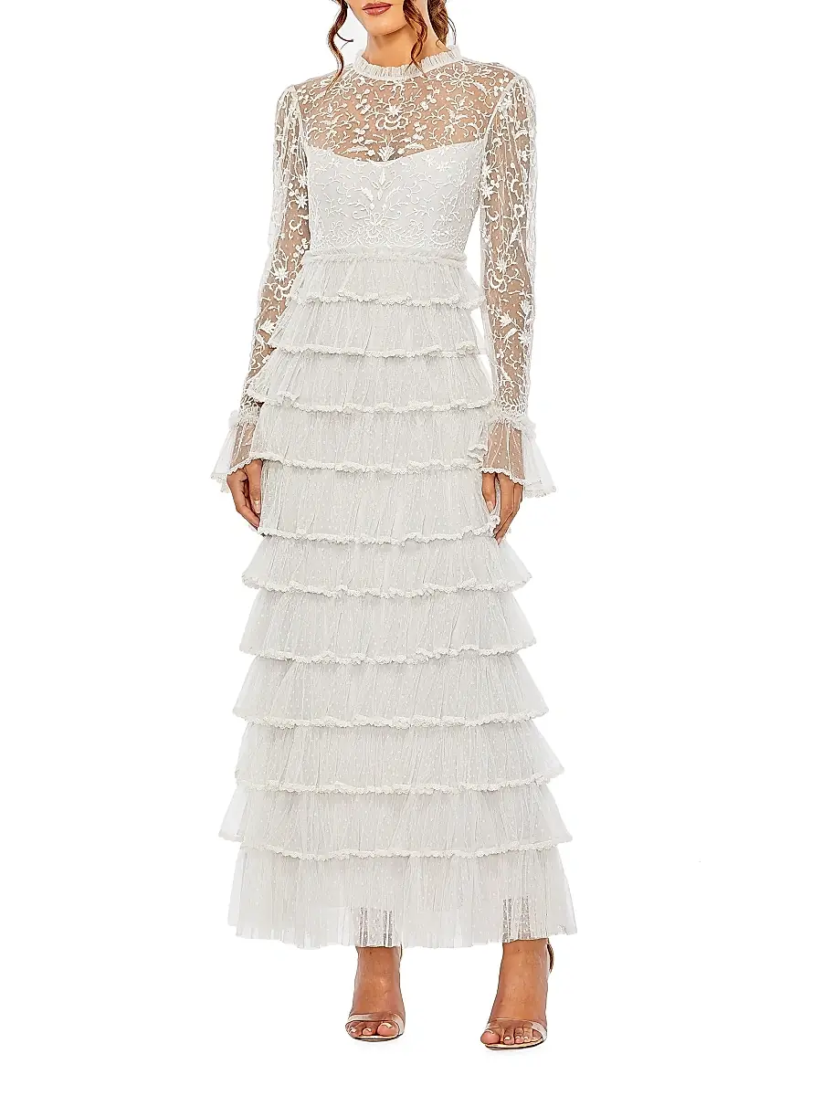 Mac Duggal Women's Embroidered Tiered Gown | Thumbnail 2 Mac Duggal Women's Embroidered Tiered Gown | Thumbnail 2